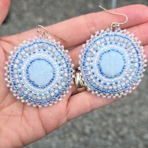 Elegant Blue Beaded Earrings